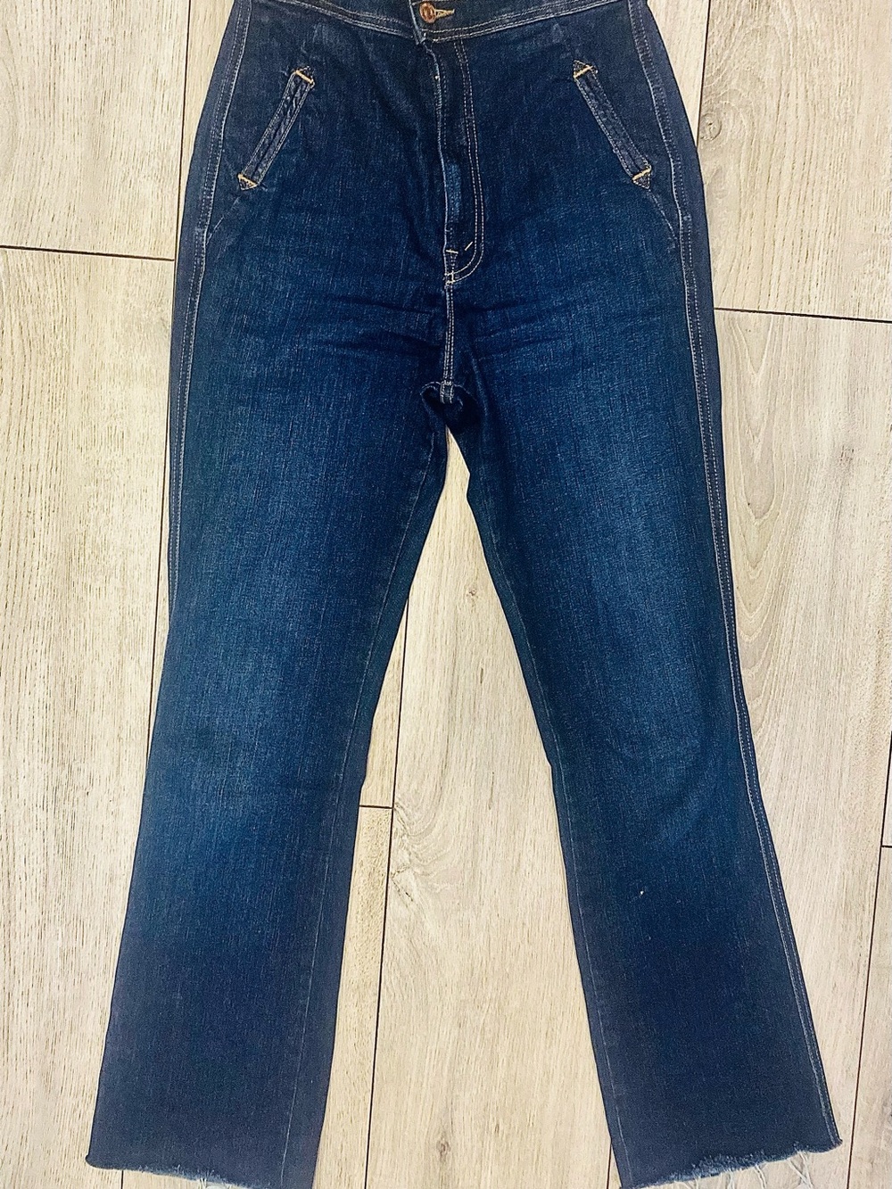 Women’s Mother High Waisted Smokin' Double Welt Heel Jeans Off Limits Dark Wash - Picture 4 of 9
